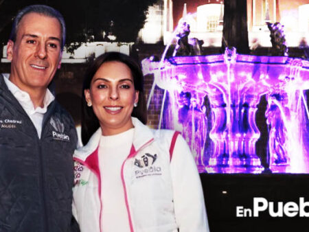 Chedraui ilumina de morado 68 fuentes en Puebla por igualdad de género